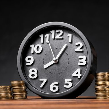 wp-a9bec136c8ae555d-round-clock-increasing-coins-wooden-desk-against-black-backdrop